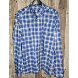 VINYARD VINES OTG Blue Long Sleeve Button Seersucker Gingham Shirt Men's XL